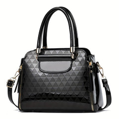 Embossed Handbag For Women Solid Satchel Purse Top Handle