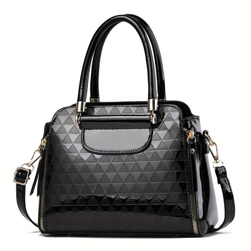 Embossed Handbag For Women Solid Satchel Purse Top Handle