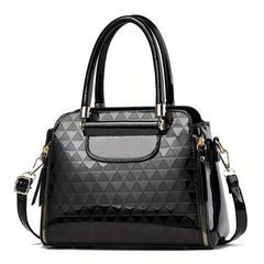 Embossed Handbag For Women Solid Satchel Purse Top Handle