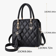 Quilted Top Handle Boston Bag Classic Shoulder Tote Bag Women's Handbag Purse
