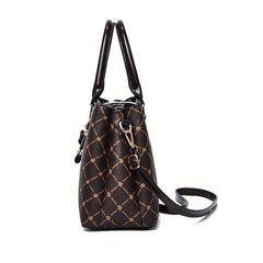 Plaid Shoulder Bag with Bow Pendant