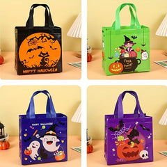 4PCS Halloween Trick Or Treat Bag Pumpkin Bat Print Tote Bag