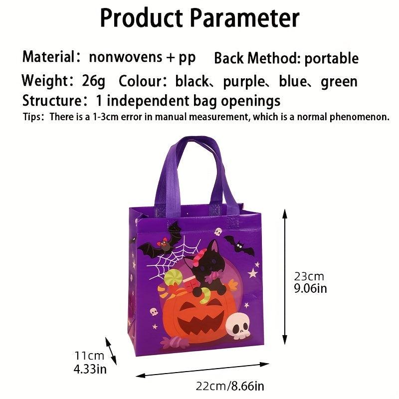 4PCS Halloween Trick Or Treat Bag Pumpkin Bat Print Tote Bag