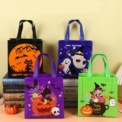 4PCS Halloween Trick Or Treat Bag Pumpkin Bat Print Tote Bag