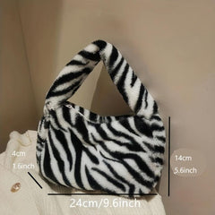 Y2K Leopard Plush Underarm Bag Women's Handbag