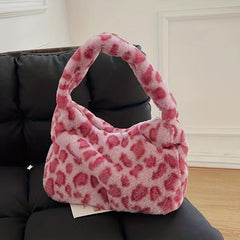 Y2K Leopard Plush Underarm Bag Women's Handbag