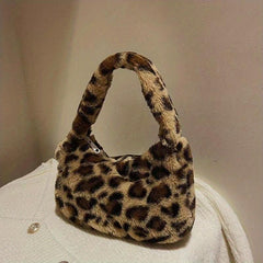 Y2K Leopard Plush Underarm Bag Women's Handbag