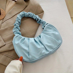 Cloud Pleated Underarm Bag PU Leather Shoulder Bag Women's Casual Versatile