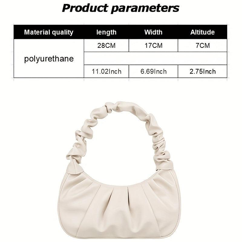 Cloud Pleated Underarm Bag PU Leather Shoulder Bag Women's Casual Versatile