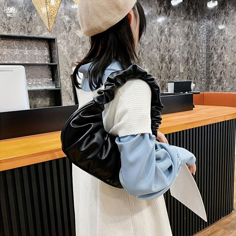 Cloud Pleated Underarm Bag PU Leather Shoulder Bag Women's Casual Versatile