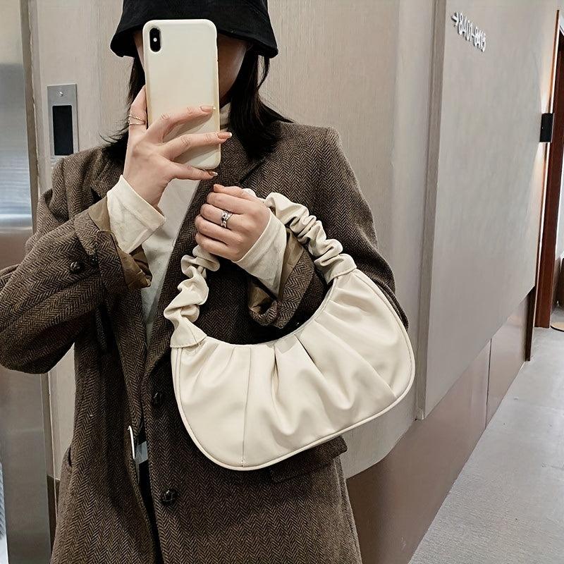 Cloud Pleated Underarm Bag PU Leather Shoulder Bag Women's Casual Versatile