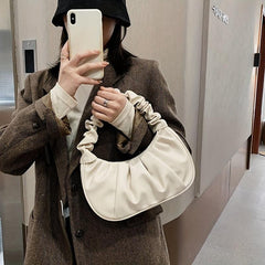 Cloud Pleated Underarm Bag PU Leather Shoulder Bag Women's Casual Versatile