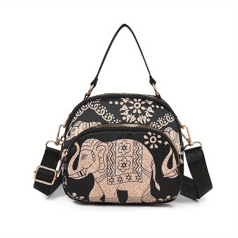 Ethnic Style Elephant Pattern Crossbody Bag Women's Purse