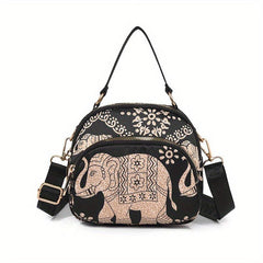Ethnic Style Elephant Pattern Crossbody Bag Women's Purse