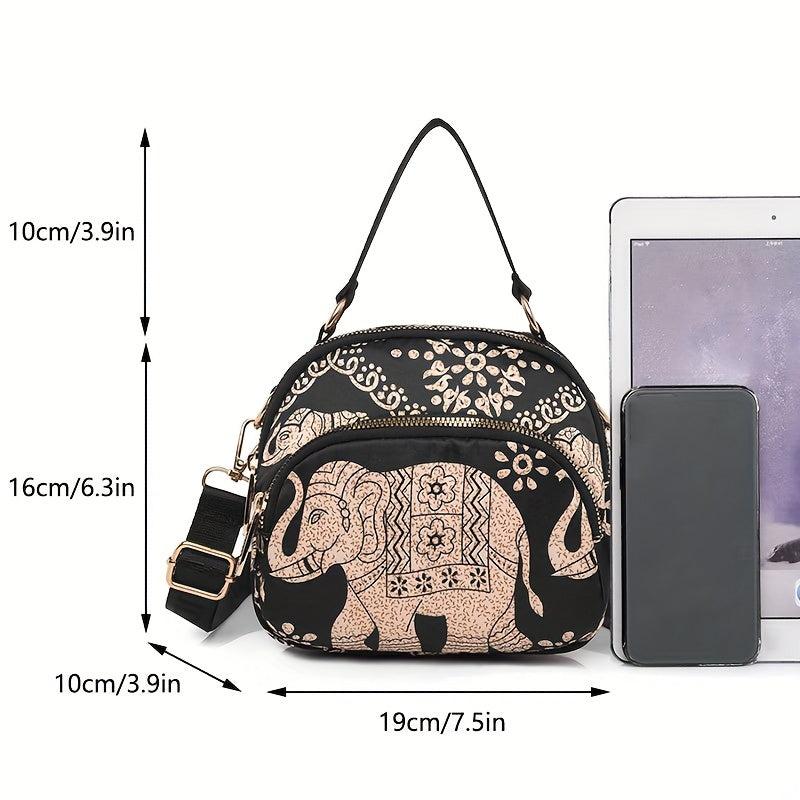 Ethnic Style Elephant Pattern Crossbody Bag Women's Purse
