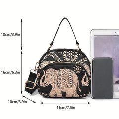 Ethnic Style Elephant Pattern Crossbody Bag Women's Purse