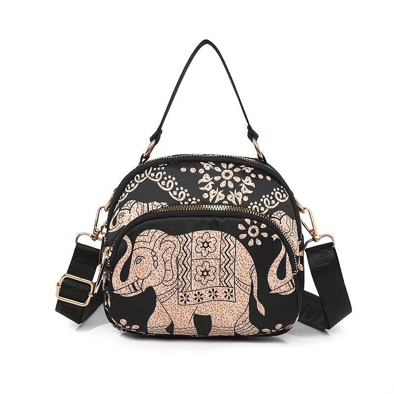Ethnic Style Elephant Pattern Crossbody Bag Women's Purse