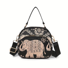 Ethnic Style Elephant Pattern Crossbody Bag Women's Purse