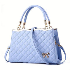 Argyle Quilted Handbag Crossbody Bag with Bowknot