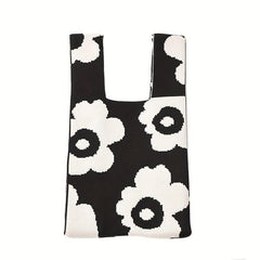 Flower Pattern Crochet Bag Knitted Tote Handbags Women's Vest Wrist Bag
