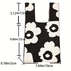 Flower Pattern Crochet Bag Knitted Tote Handbags Women's Vest Wrist Bag