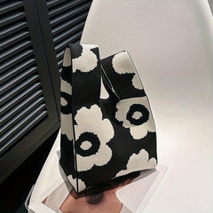 Flower Pattern Crochet Bag Knitted Tote Handbags Women's Vest Wrist Bag