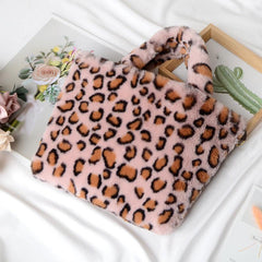 Plush Animal Pattern Handbag Tote Bag Chain Crossbody Bag