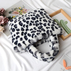 Plush Animal Pattern Handbag Tote Bag Chain Crossbody Bag