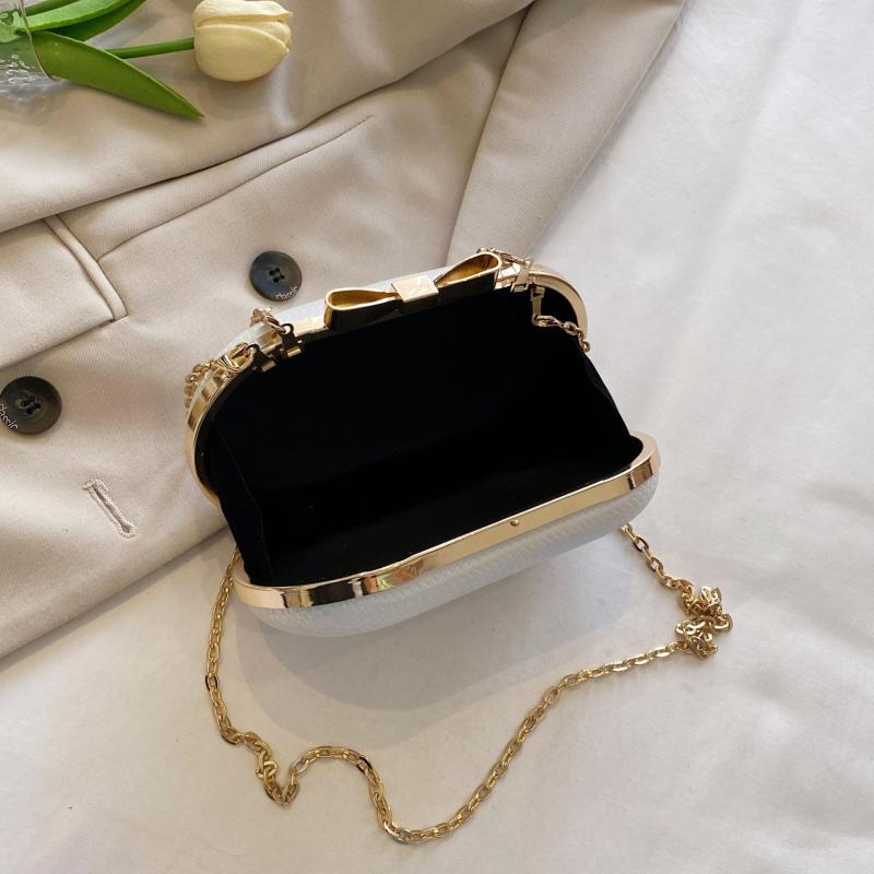 Metal Handle Clutch Bag Acrylic Bow Frame Purse