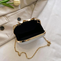 Metal Handle Clutch Bag Acrylic Bow Frame Purse