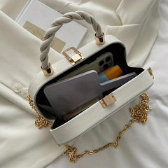Embossed Chain Crossbody Bag with Textured PU Material