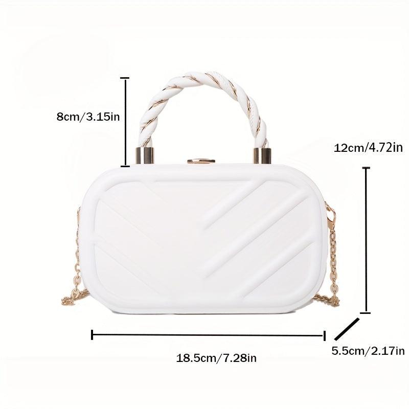 Embossed Chain Crossbody Bag with Textured PU Material