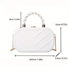 Embossed Chain Crossbody Bag with Textured PU Material