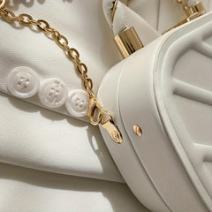 Embossed Chain Crossbody Bag with Textured PU Material