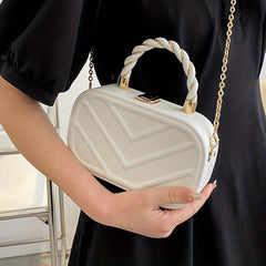 Embossed Chain Crossbody Bag with Textured PU Material