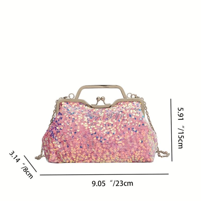 Sequin Decor Square Evening Bag Glitter Fame Bag Women's Handbag