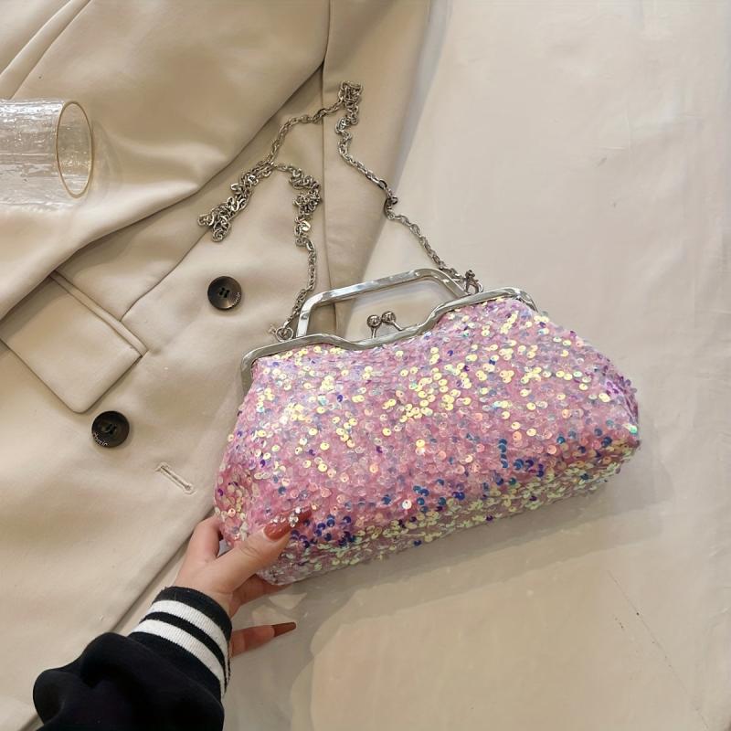 Sequin Decor Square Evening Bag Glitter Fame Bag Women's Handbag