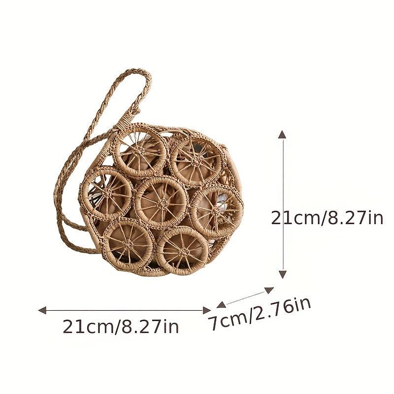 Straw Woven Beach Bag Top Handle Round Purse