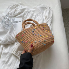 Small Straw Bag Women's Beach Bag Versatile Small Handbag