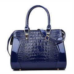 Crocodile Embossed Tote Bag Solid Satchel Bag Lightweight Handbag For Work