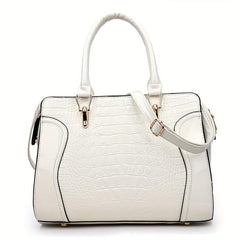 Crocodile Embossed Tote Bag Solid Satchel Bag Lightweight Handbag For Work