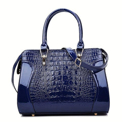 Crocodile Embossed Tote Bag Solid Satchel Bag Lightweight Handbag For Work