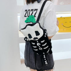Funny Plush Skeleton Shaped Backpack and Little Devil Coin Purse Set