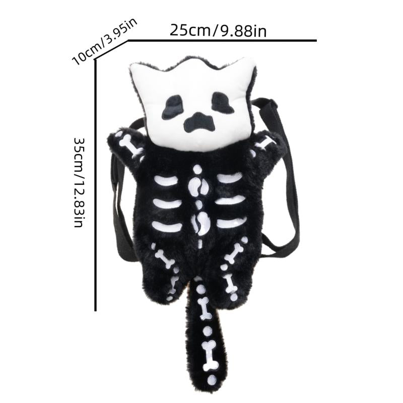 Funny Plush Skeleton Shaped Backpack and Little Devil Coin Purse Set