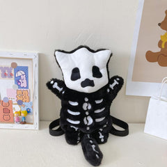 Funny Plush Skeleton Shaped Backpack and Little Devil Coin Purse Set