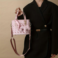 Vintage Crossbody Bag with Horse Pendant & Scarf