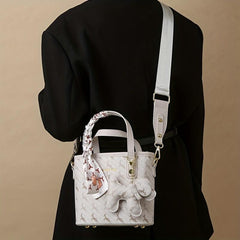 Vintage Crossbody Bag with Horse Pendant & Scarf