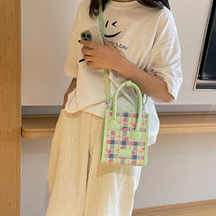 Y2K Plaid & Love Satchel Bag Crossbody Bag All Match