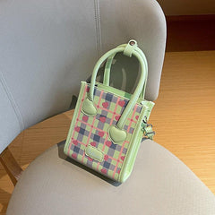 Y2K Plaid & Love Satchel Bag Crossbody Bag All Match