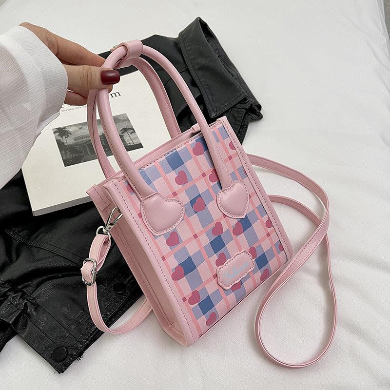 Y2K Plaid & Love Satchel Bag Crossbody Bag All Match